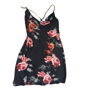 GUESS Soria Floral Slip Dress with Gold Chain Straps – Size M – NWT